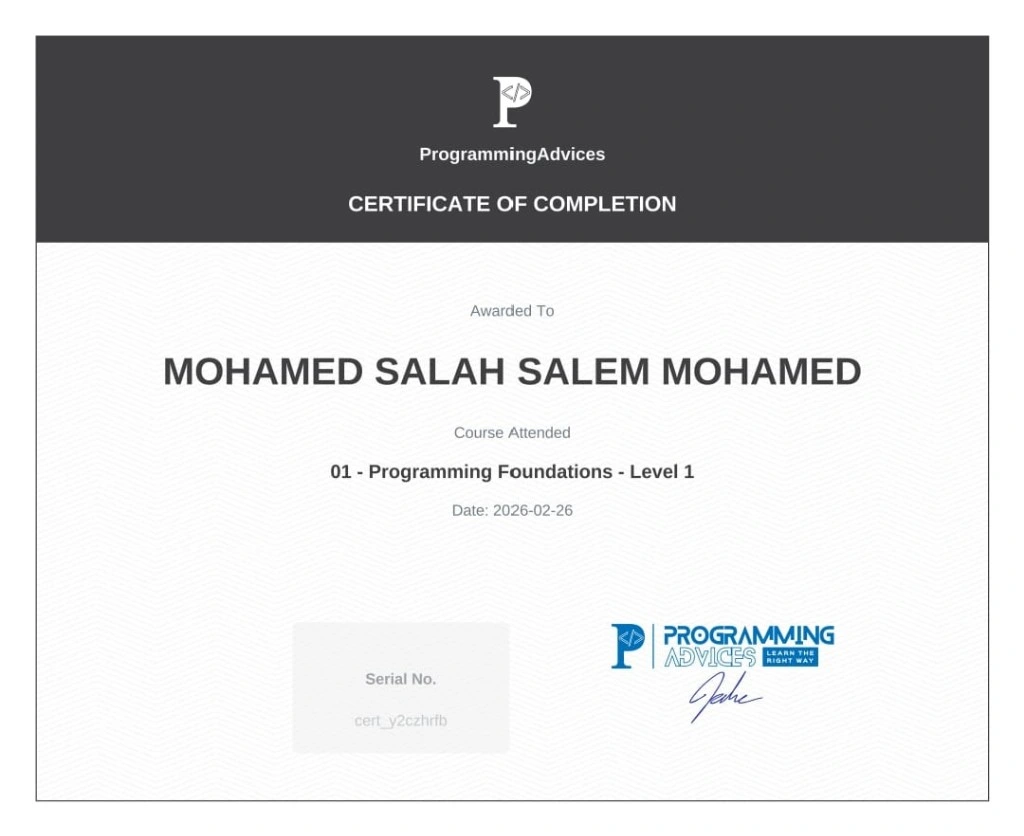 Programming Basics Certificate