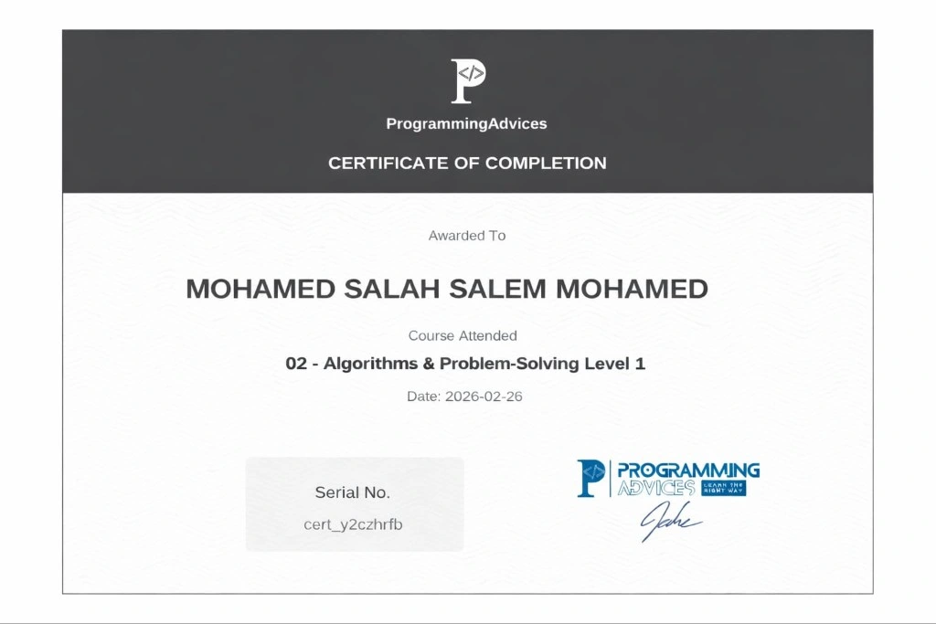 Algorithms and Problem Solving Certificate
